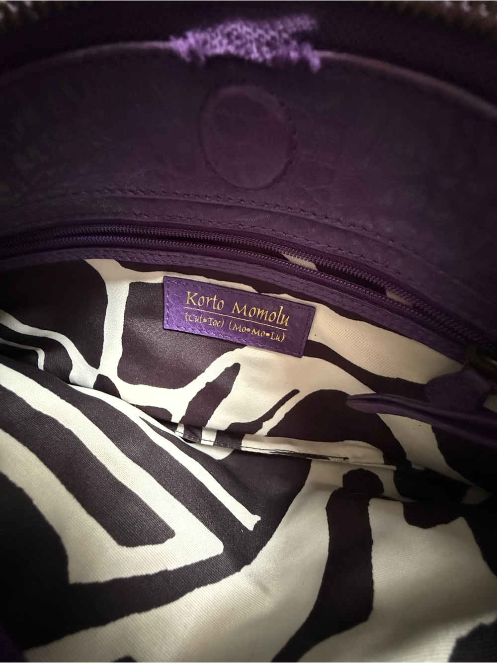 Korto Momolu Purple Leather Shoulder Bag Y2K Chain Strap Zip Detail Purse - Picture 8 of 8